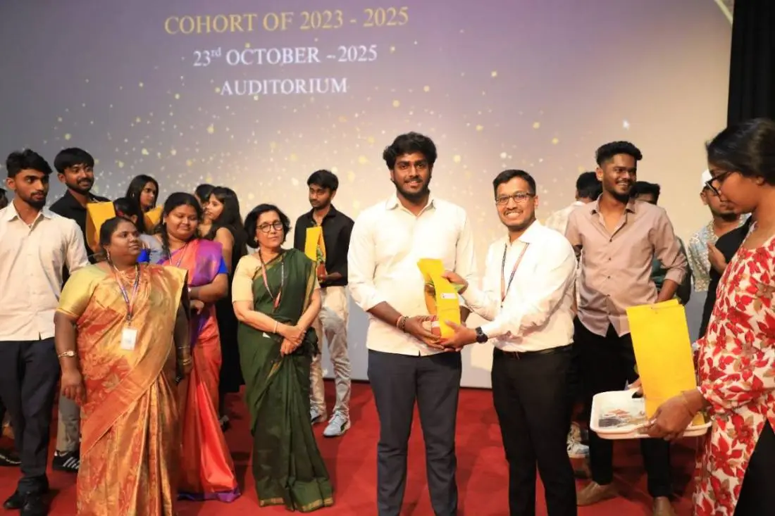Student felicitated on the Vibhava stage