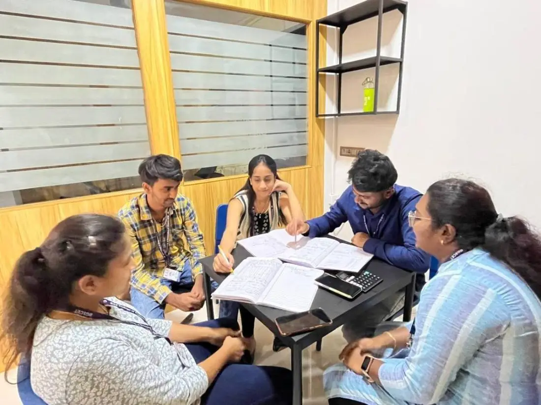 Students in a group study session