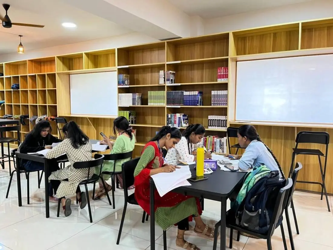 Students studying in the reading area